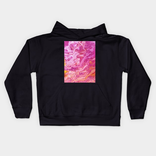 Sugar Sunset Acrylic Pour Painting Kids Hoodie by dnacademic